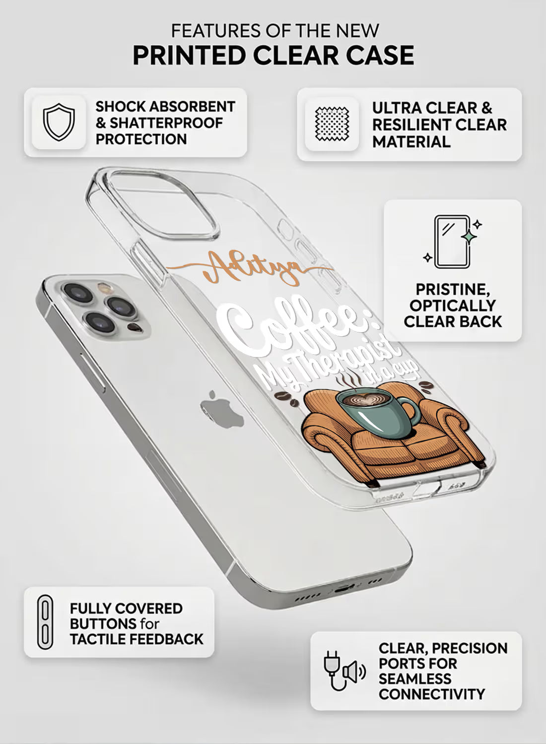 Coffee Therapist Printed Clear Silicone Back Cover