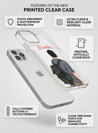 Backpacker Boy Printed Clear Silicone Back Cover