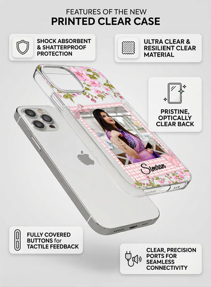 Floral Picture Photo Printed Clear Silicone Back Cover