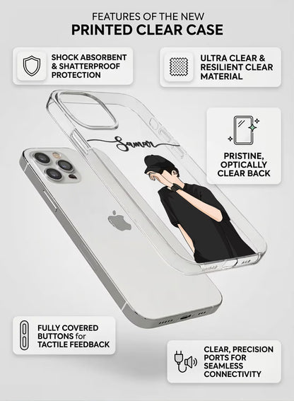 Aesthetic Boy in Cap Printed Clear Silicone Back Cover