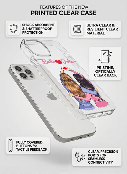 Best Friends Heart Printed Clear Silicone Back Cover