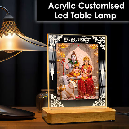 Buy Online Fashionury Acrylic Spiritual Lamp Shiv Parivar Acrylic Led Lamp - Wooden Stand-D3