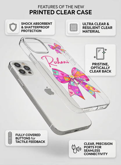 Colorful Ribbon Bow Printed Clear Silicone Back Cover
