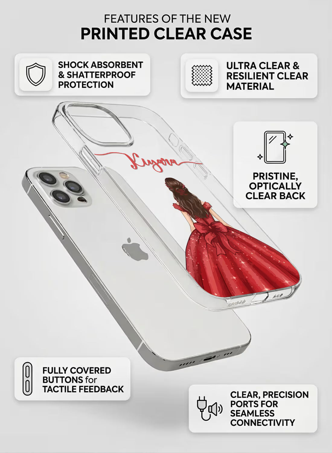Princess in Red Gown Printed Clear Silicone Back Cover