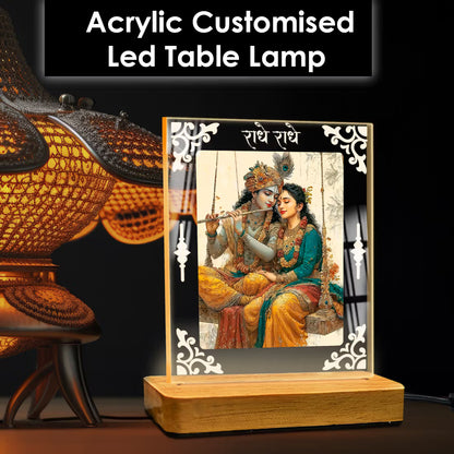 Buy Online Fashionury Acrylic Spiritual Lamp Shree Radha-Krishna Acrylic Led Lamp - Wooden Stand D2