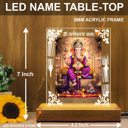 Buy Online Fashionury Acrylic Spiritual Lamp Ganesh Ji Acrylic Led Lamp - Wooden Stand D1
