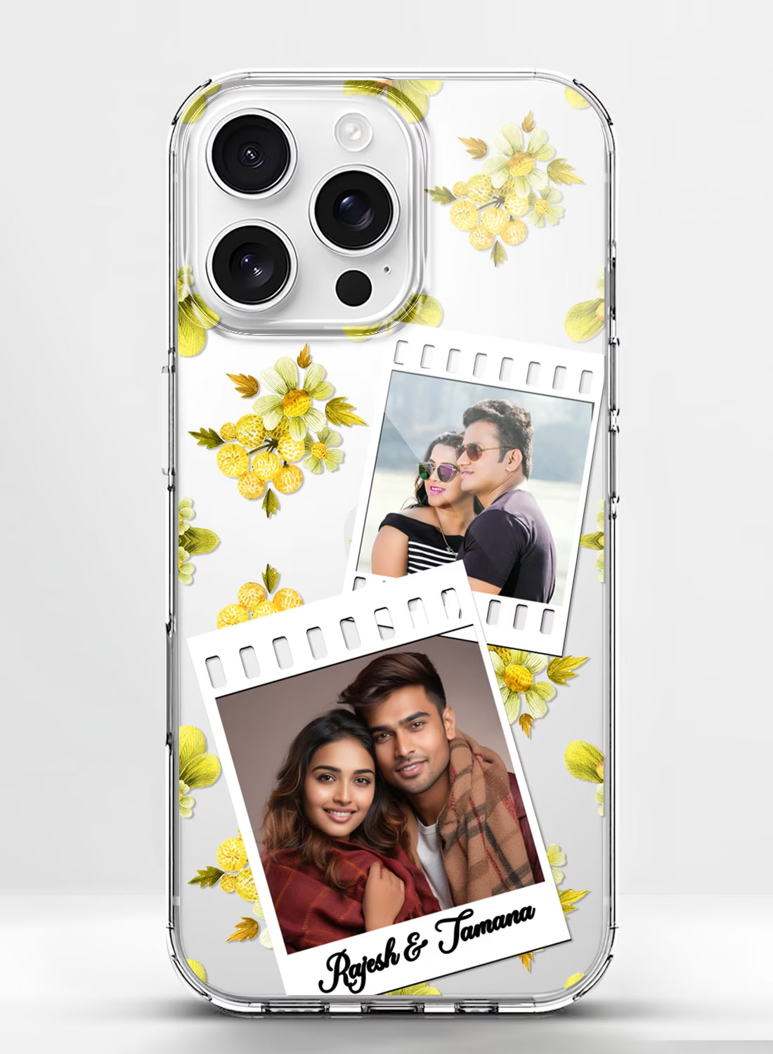 Yellow Floral Film Roll Dual Photo & Name TPU Cover