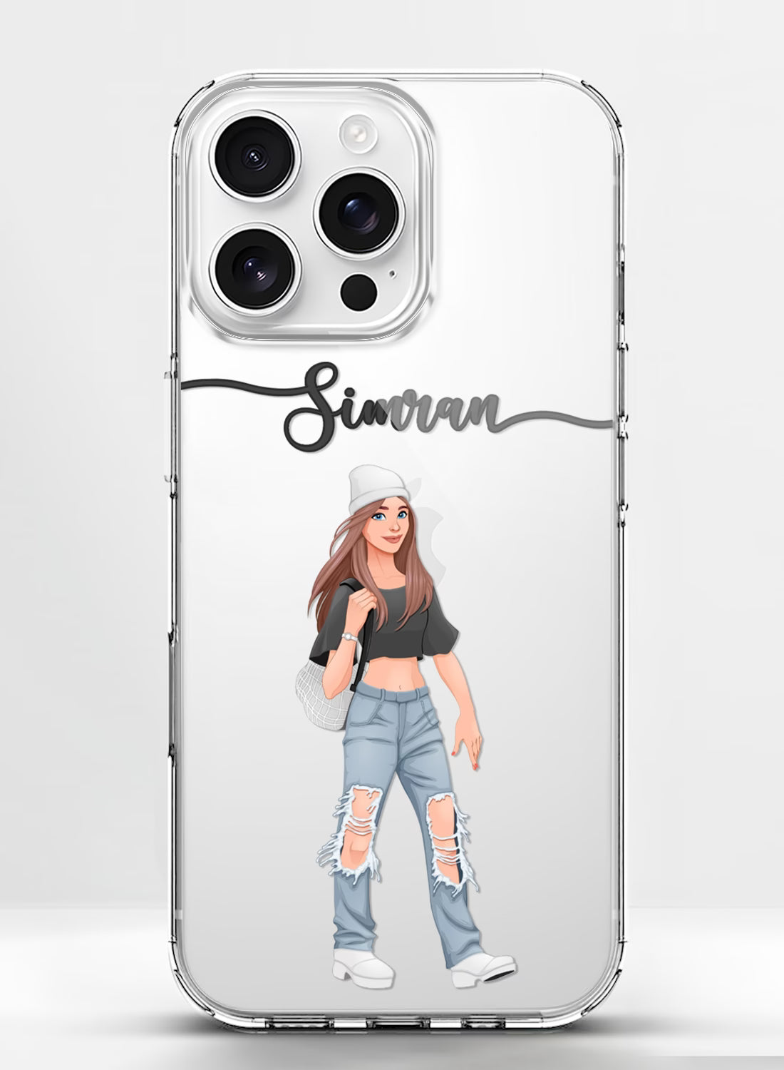 Fashion Girl custom name mobile cover with trendy aesthetic illustration for all models