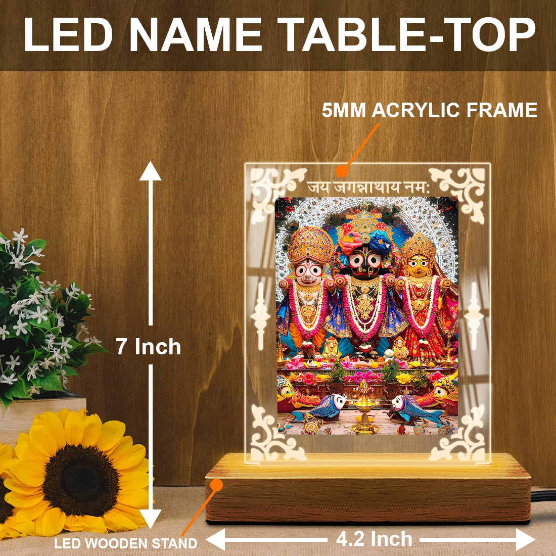 Buy Online Fashionury Acrylic Spiritual Lamp Jagannath Puri Ji Acrylic Led Lamp - Wooden Stand D3