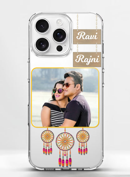 Deamcatcher & Wooden Name Printed Clear Silicone Cover
