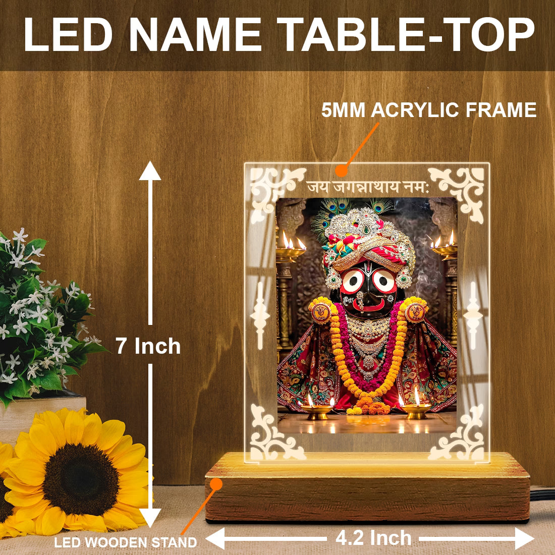 Buy Online Fashionury Acrylic Spiritual Lamp Jagannath Ji Acrylic Led Lamp - Wooden Stand D2
