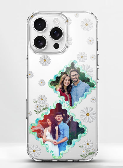 Daisy Floral Dual Photo Clear Silicone Mobile Cover