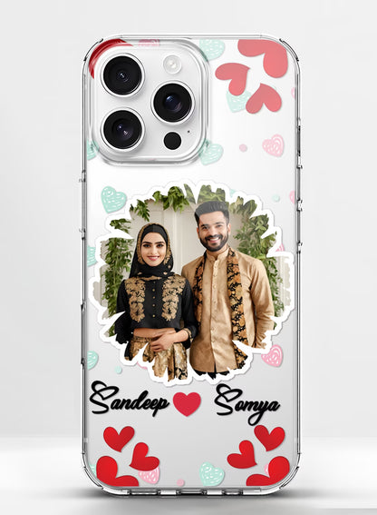 Mixed Hearts Cutout Photo & Name Silicone Mobile Cover