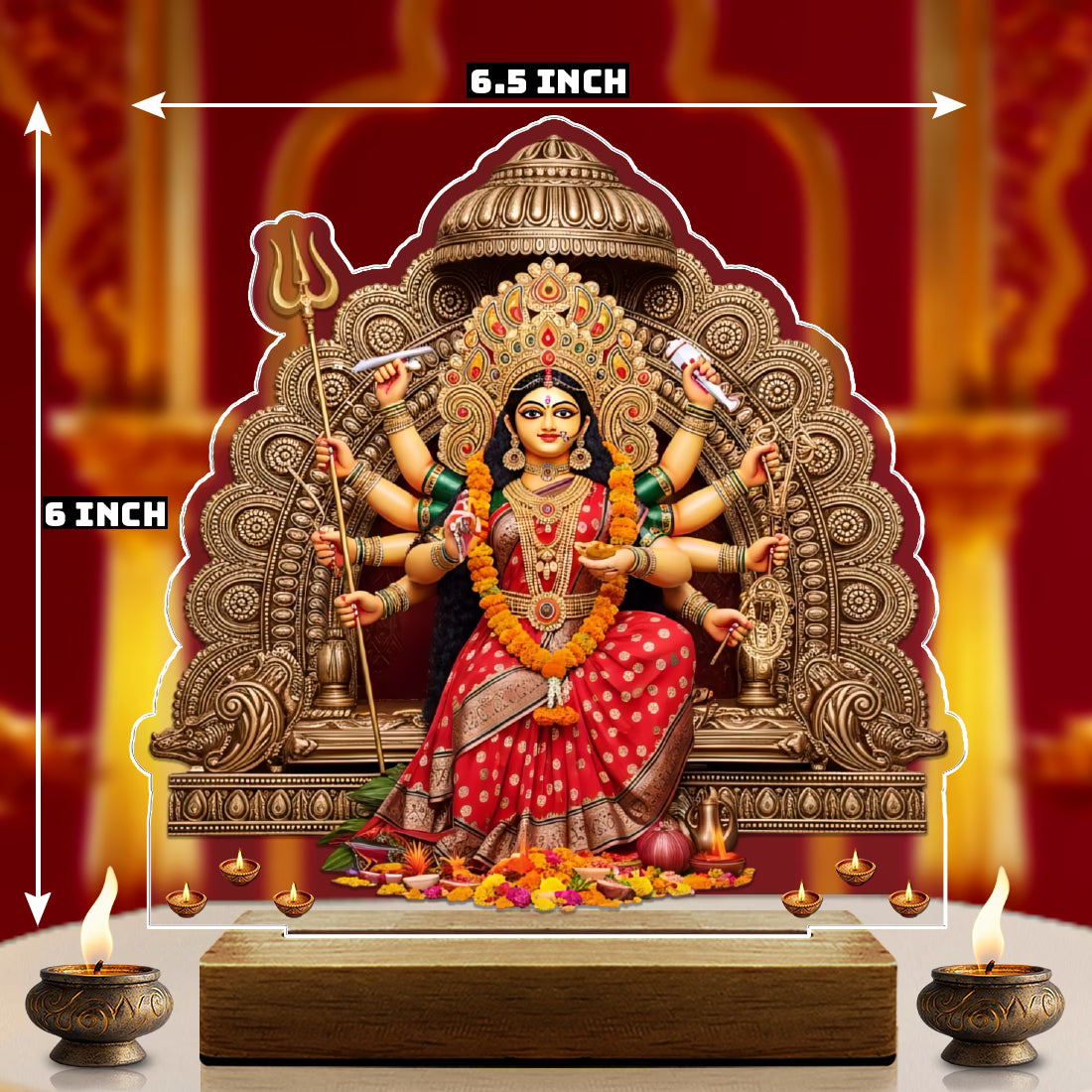 Buy Online Fashionury Acrylic Spiritual tabletop Maa Durga's 3D Acrylic frame - Wooden Stand-D4