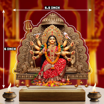 Buy Online Fashionury Acrylic Spiritual tabletop Maa Durga's 3D Acrylic frame - Wooden Stand-D4