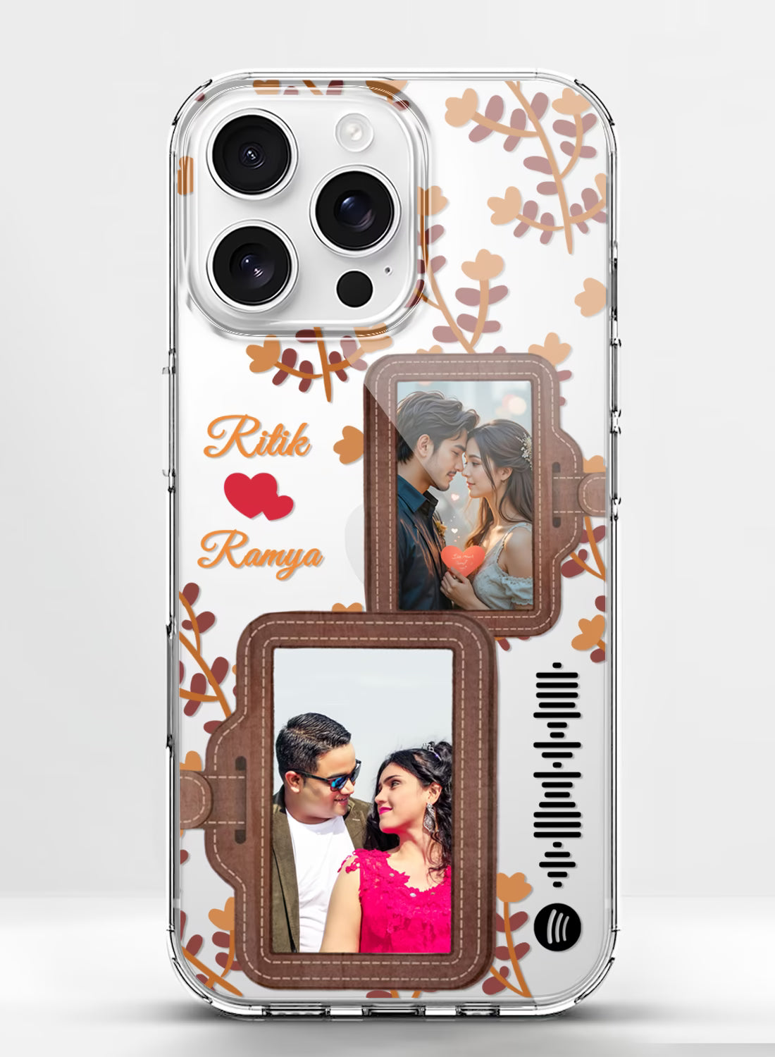 Couple 2 Photo Spotify Floral Clear Silicone Phone Cover