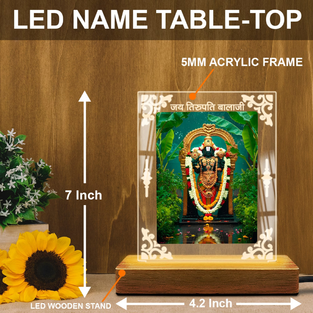 Buy Online Fashionury Acrylic Spiritual Lamp Lord Venkateshwara Acrylic Led Lamp - Wooden Stand D2