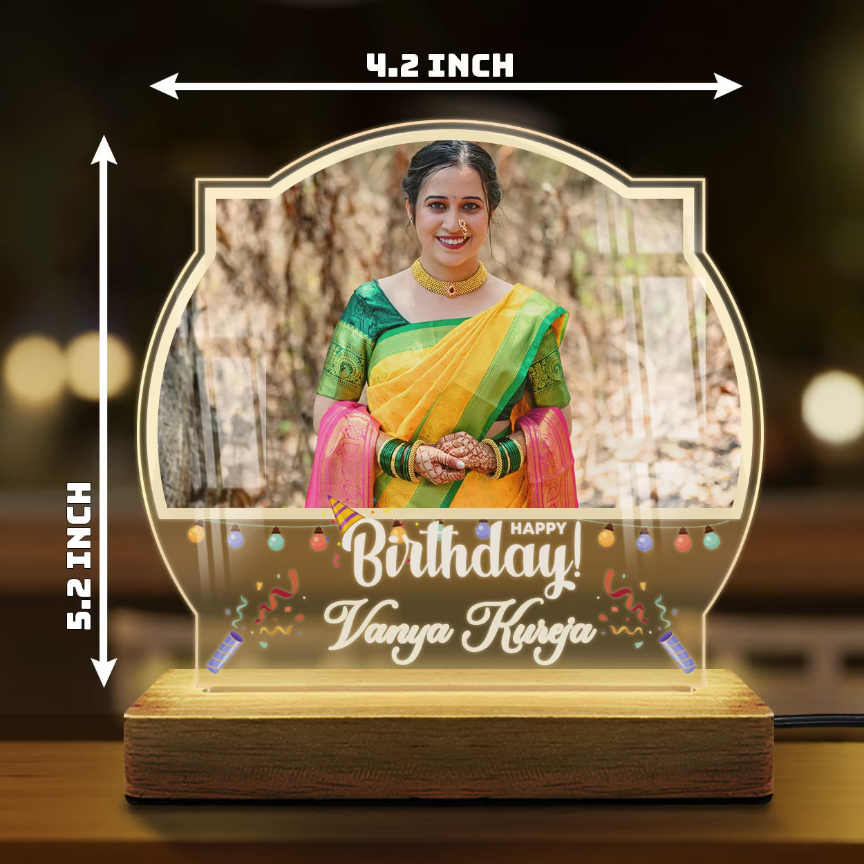 Custom Birthday Photo & Name Acrylic LED Lamp | Fashionury