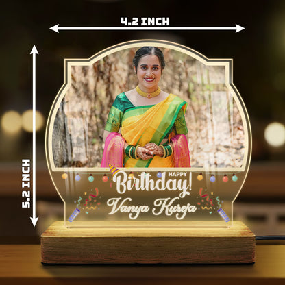 Custom Birthday Photo & Name Acrylic LED Lamp | Fashionury