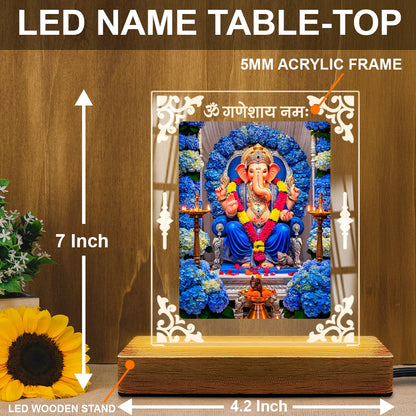 Buy Online Fashionury Acrylic Spiritual Lamp Ganpati Bappa Acrylic Led Lamp - Wooden Stand D2