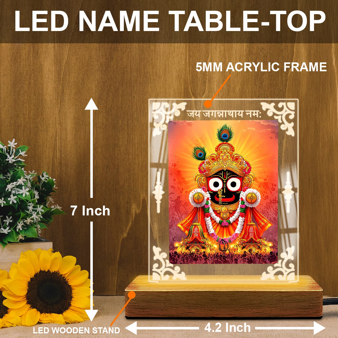 Buy Online Fashionury Acrylic Spiritual Lamp Jagannath Ji Acrylic Led Lamp - Wooden Stand D1