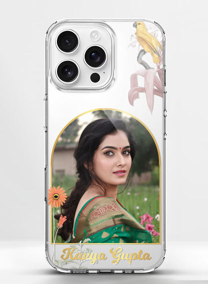 Custom Photo Name Floral Arch Clear Silicone Phone Cover