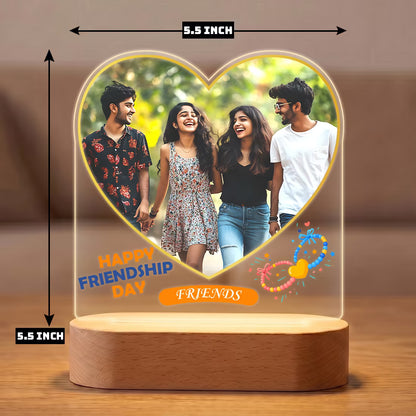 Happy Friendship Day heart photo acrylic LED lamp with friends group portrait