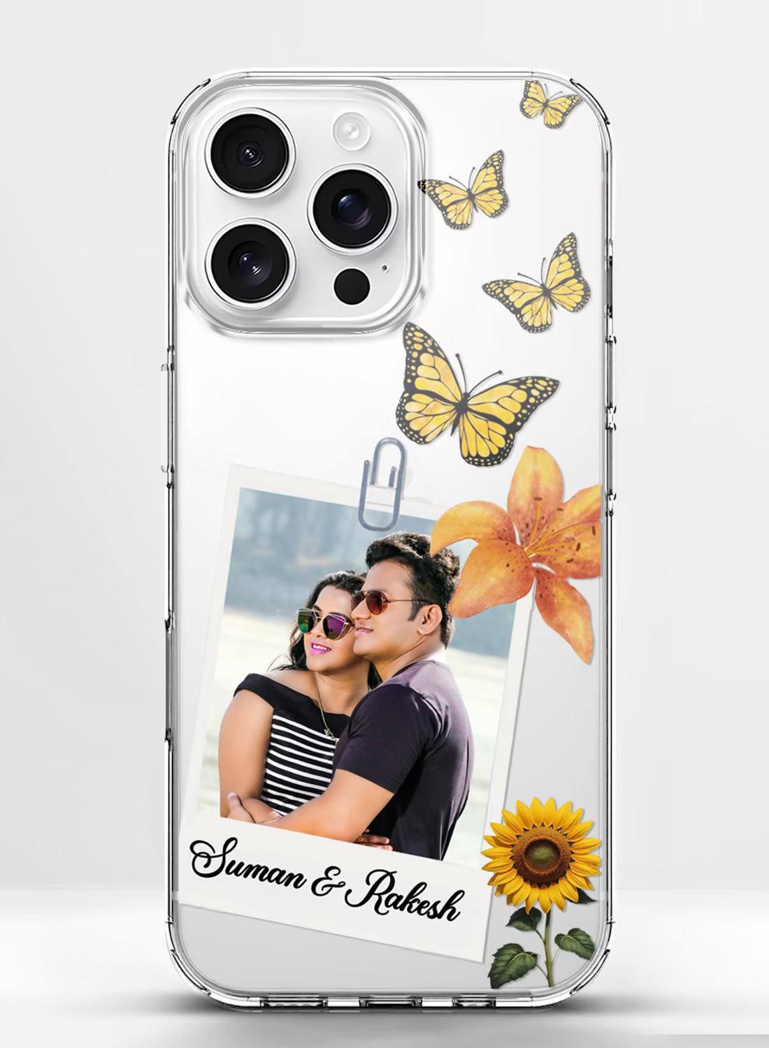 Butterfly Sunflower Custom Photo & Name Silicone Mobile Cover