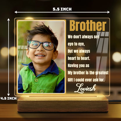 Custom Brother Acrylic LED Lamp Wooden Base