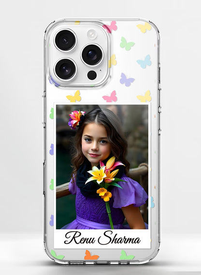 Custom Photo Name Butterfly Clear Silicone Phone Cover