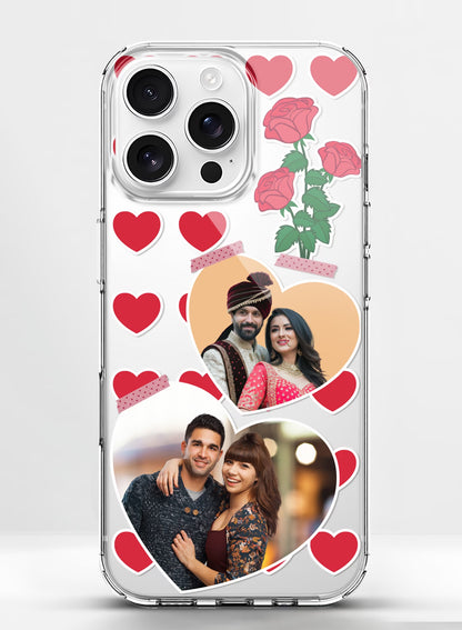 Custom Heart & Rose Design Silicone Mobile Cover