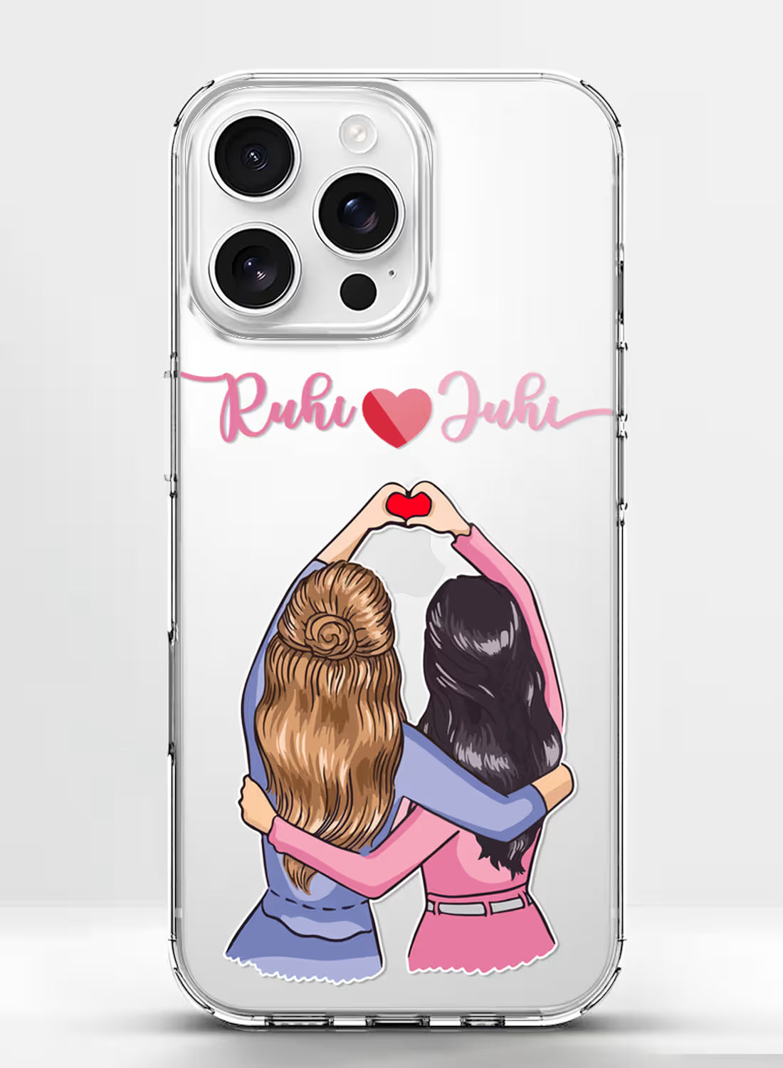 Best Friends Heart Printed Clear Silicone Back Cover