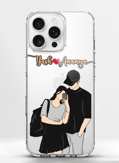 Aesthetic Selfie Couple Printed Clear Silicone Back Cover