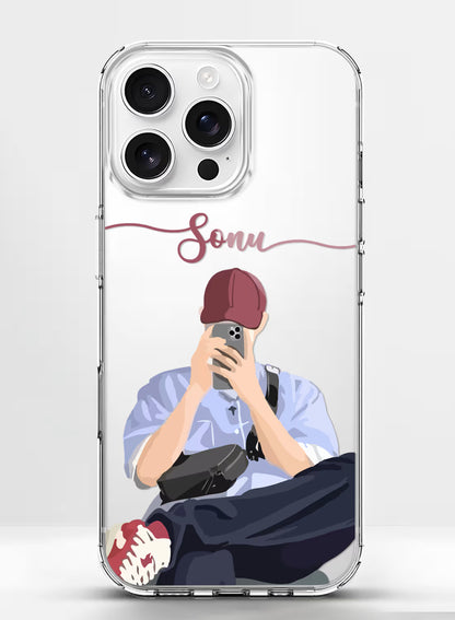 Street Style Selfie Boy Printed Clear Silicone Back Cover