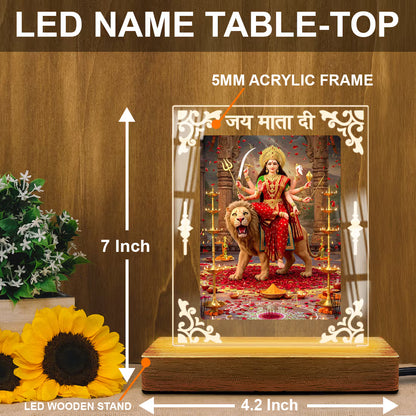 Buy Online Fashionury Acrylic Spiritual Lamp Maa Durga Acrylic Led Lamp - Wooden Stand-D1