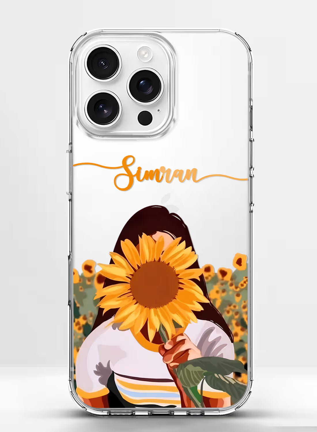 Aesthetic Sunflower Girl Printed Clear Silicone Back Cover