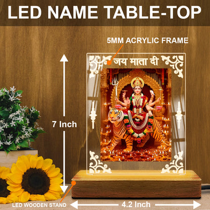 Buy Online Fashionury Acrylic Spiritual Lamp Maa Durga's Acrylic Led Lamp - Wooden Stand-D2