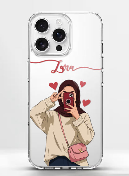 Hijab Girl Selfie Printed Clear Silicone Back Cover