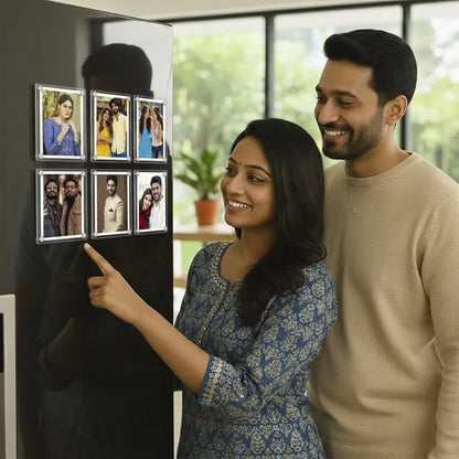 Polaroid acrylic photo fridge magnet set of 6 with insert photos and silver screw corners – Fashionury