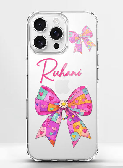 Colorful Ribbon Bow Printed Clear Silicone Back Cover