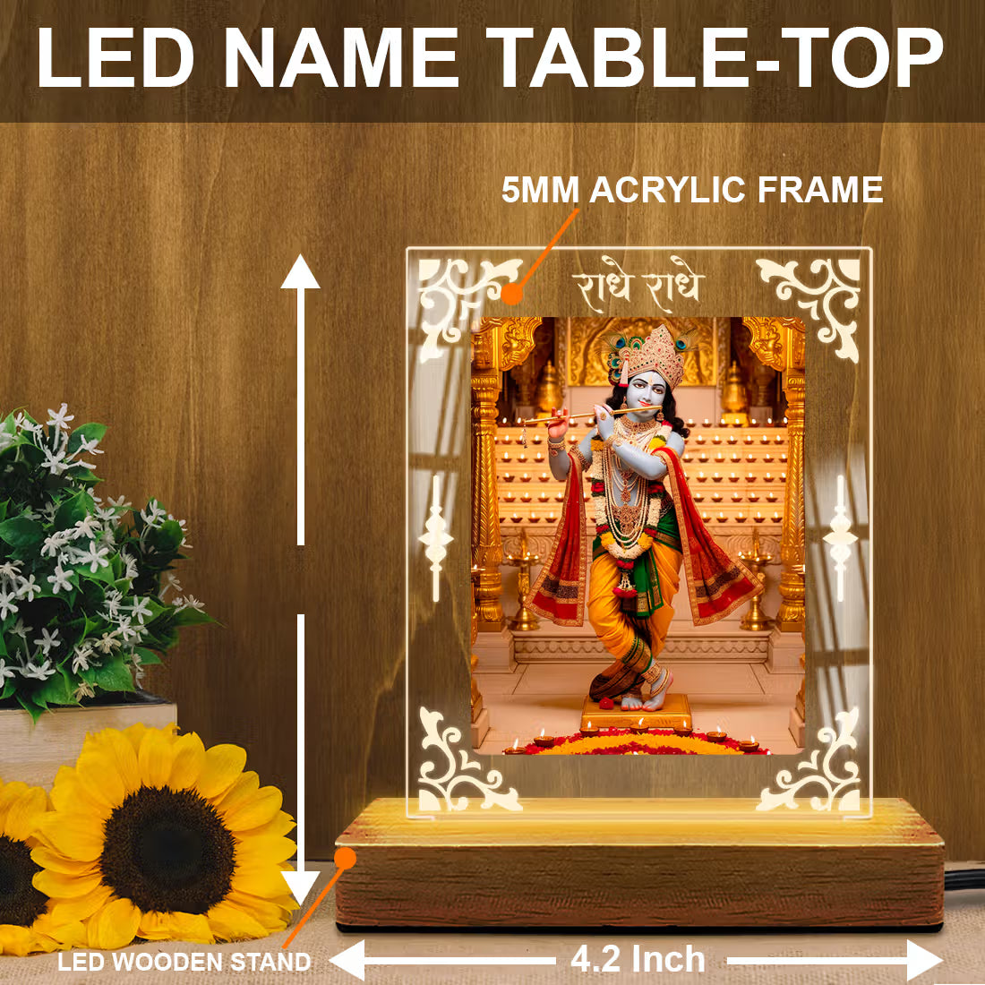 Buy Online Fashionury Acrylic Spiritual Lamp Kanha Ji Acrylic Led Lamp - Wooden Stand-D1