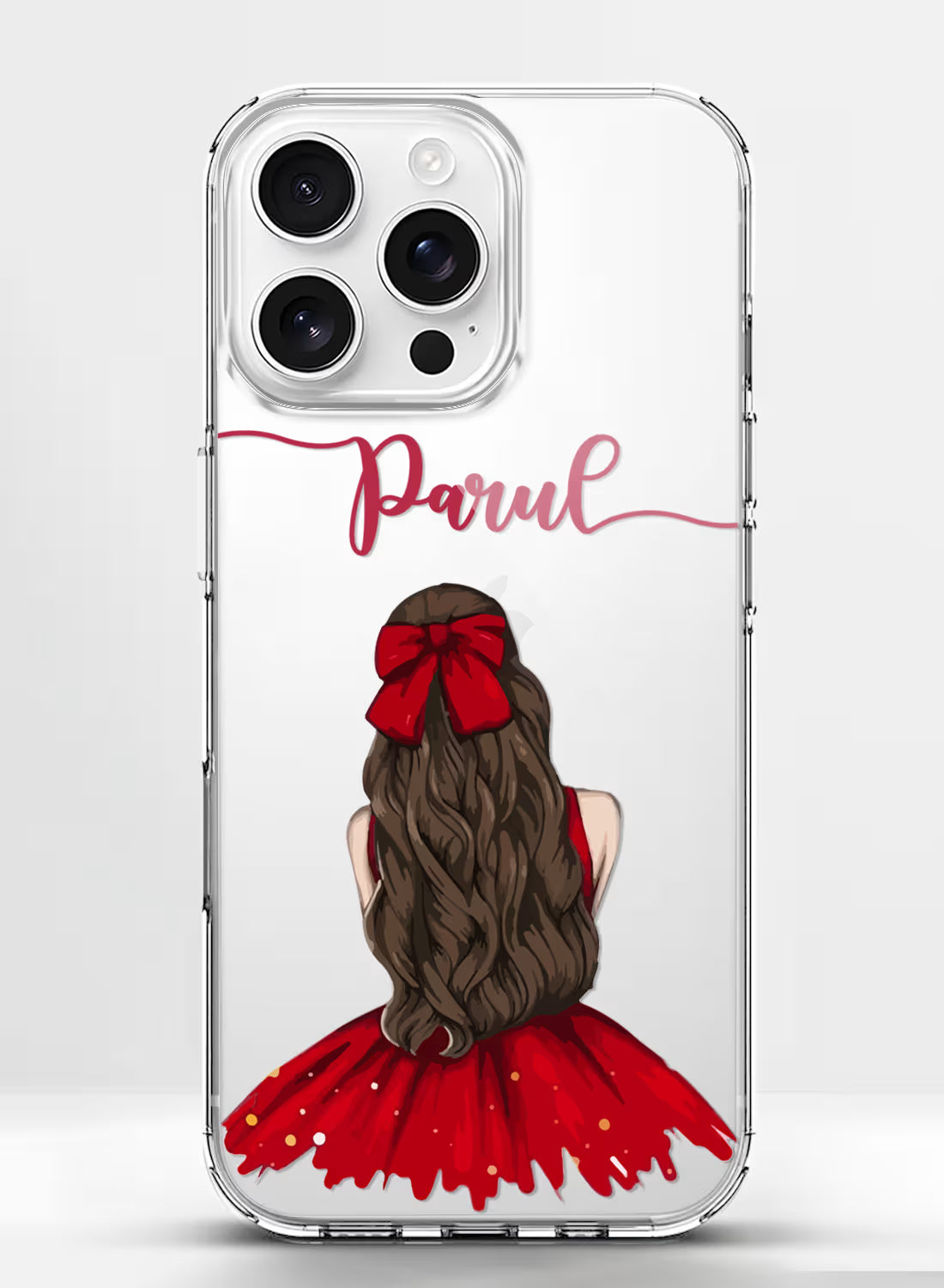Red Dress Girl Printed Clear Silicone Back Cover