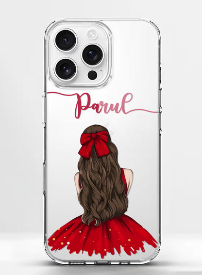 Red Dress Girl Printed Clear Silicone Back Cover