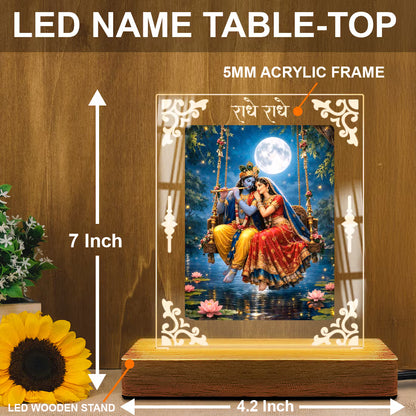 Buy Online Fashionury Acrylic Spiritual Lamp Shree Radha-Krishna Acrylic Led Lamp - Wooden Stand D4