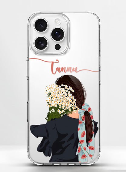 Custom Girl with Daisy Bouquet Personalized Phone Case