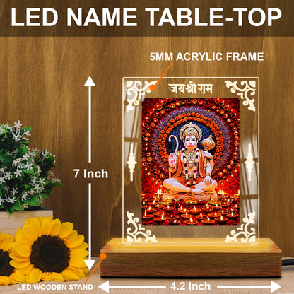Buy Online Fashionury Acrylic Spiritual Lamp Hanuman Ji Acrylic Led Lamp - Wooden Stand-D4