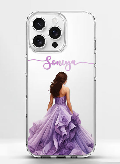 Purple Gown Girl Printed Clear Silicone Back Cover