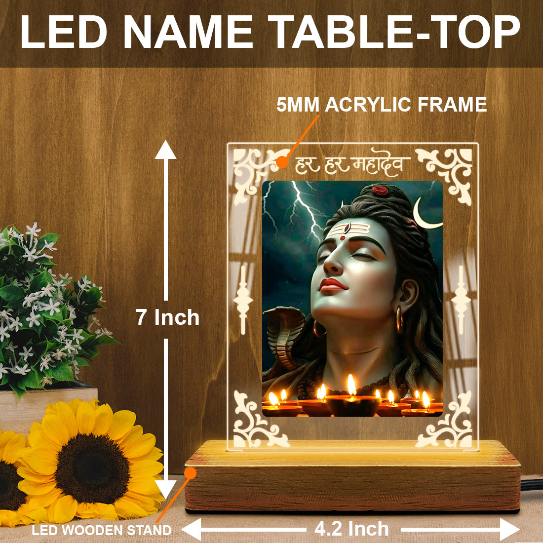 Buy Online Fashionury Acrylic Spiritual Lamp Shiva's Acrylic Led Lamp - Wooden Stand-D1