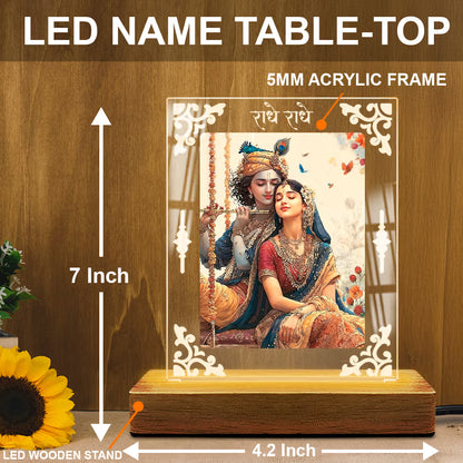 Buy Online Fashionury Acrylic Spiritual Lamp Shree Radha-Krishna Acrylic Led Lamp - Wooden Stand D3