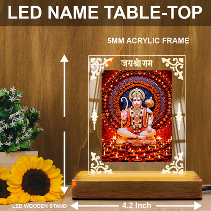 Buy Online Fashionury Acrylic Spiritual Lamp Hanuman Ji Acrylic Led Lamp - Wooden Stand-D4